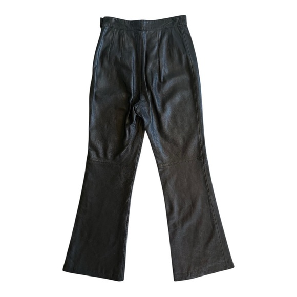 Escada Vintage Leather Pants Bootcut High Waist 90s - Black - Size 4 - Picture 1 of 7